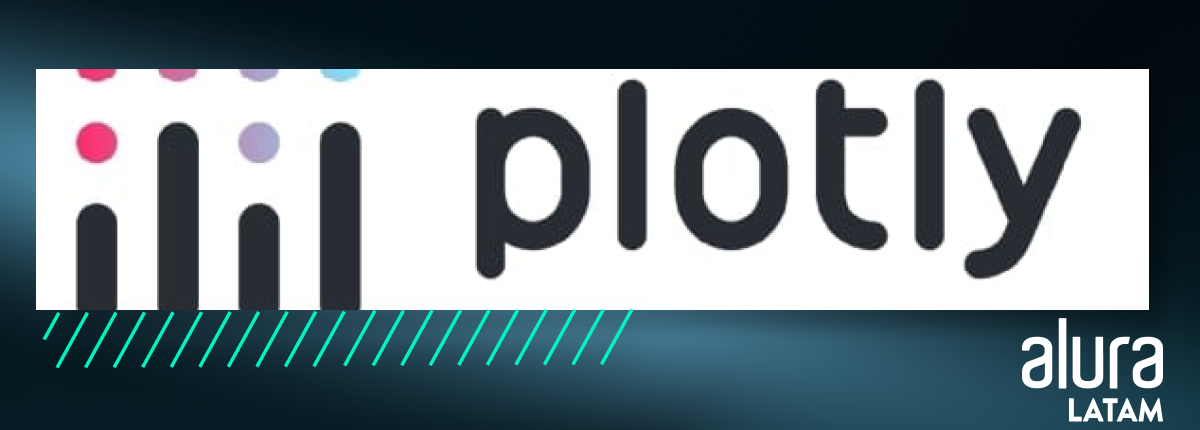 alt text: Logotipo de la biblioteca Plotly en colores azul marino, y diferentes tonos de rosa y azul. A la izquierda tenemos el ícono del logotipo de Plotly y la palabra “plotly” escrita a la derecha del ícono.