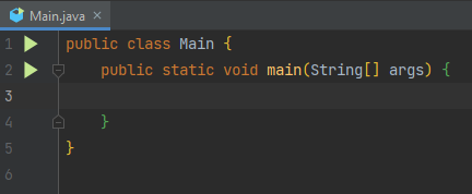 Método Main ya creado en la clase Main en IntelliJ