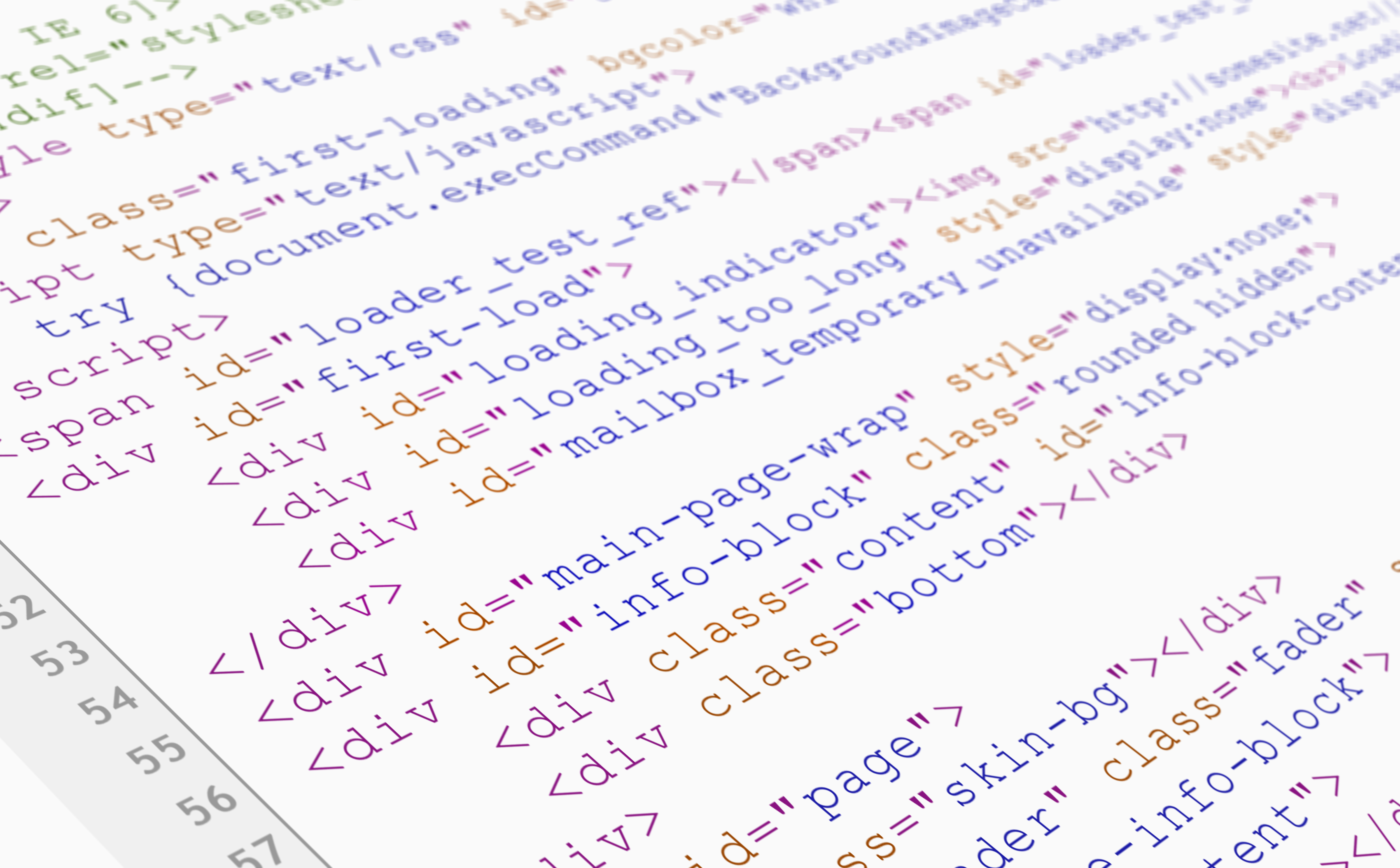 website-html-code-browser-view-printed-white-paper-closeup-view